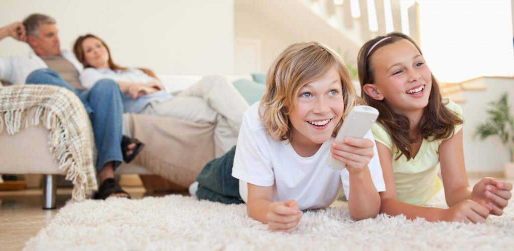 Family Enjoying Finished Basement