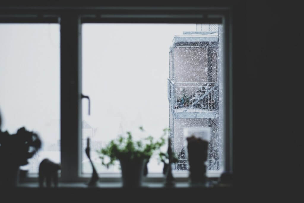 window with snow